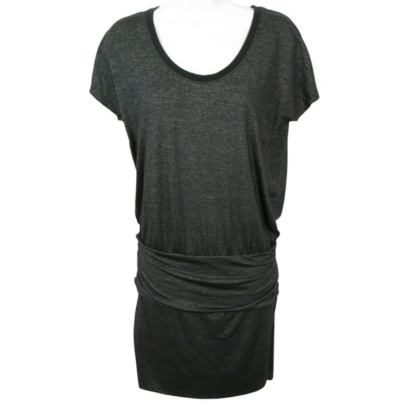 Athleta Dresses & Skirts - ATHLETA Size S Black Silver Heather Jersey Knit Ruched Odyssey Blouson Tee Dress